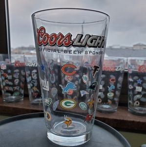 Set of 2 Y2k Coors Light NFL Pint Glasses